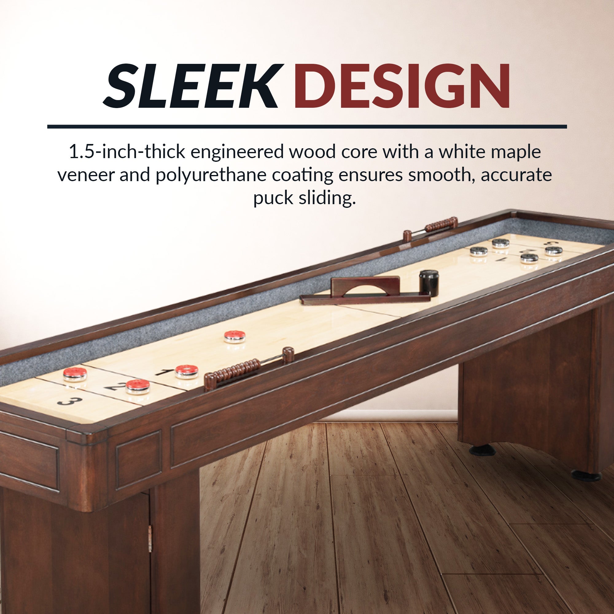 Austin 9-ft Shuffleboard Table with Bowling Pin Set - image 7