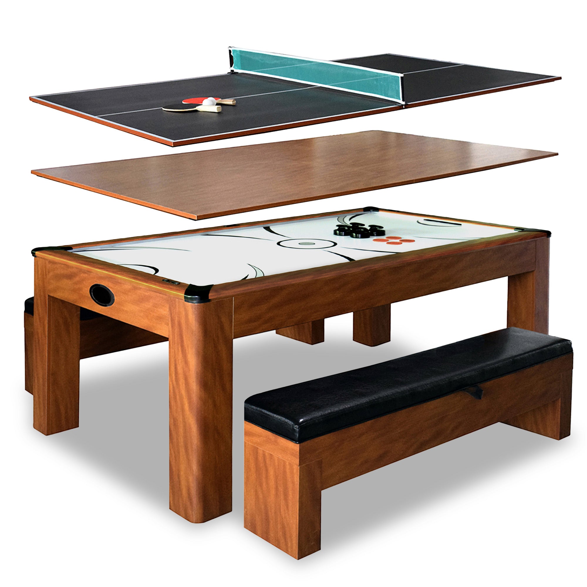 Sherwood 7-ft Air Hockey Table Combo Set with Benches - image 2