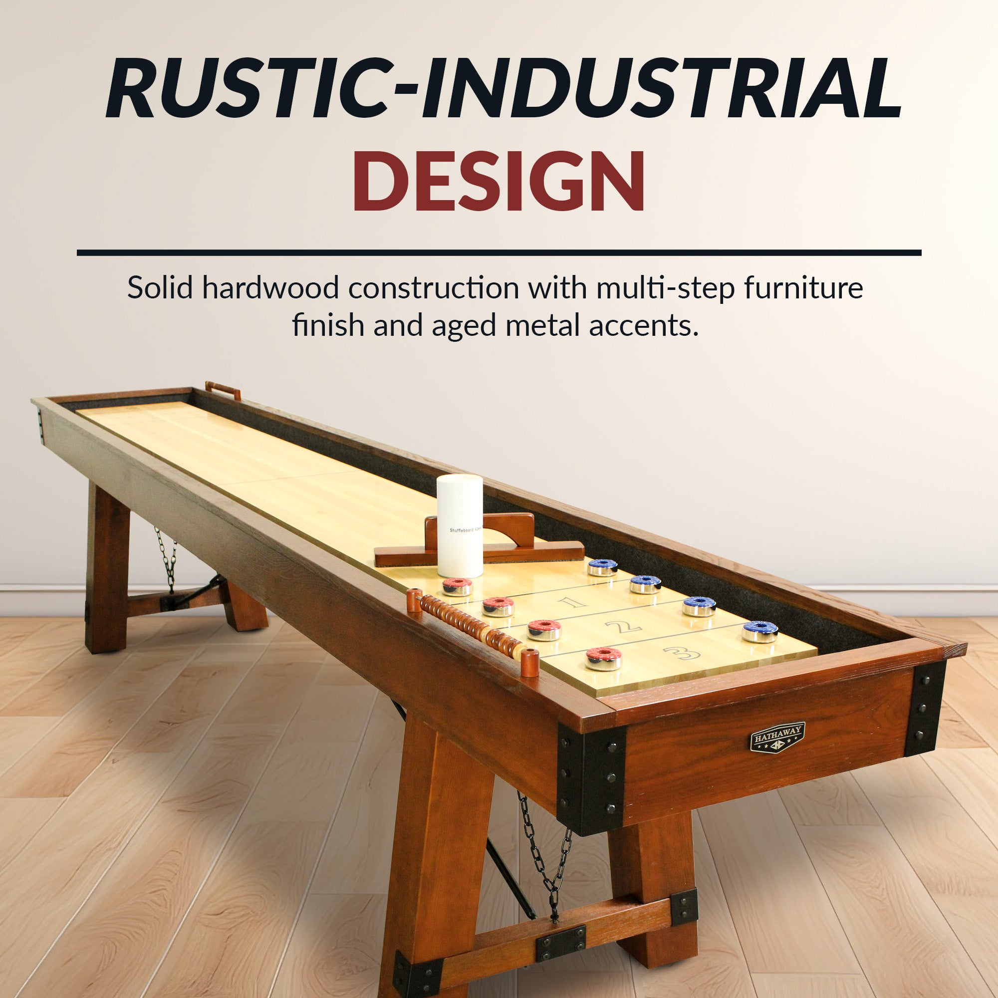 Cheyenne 12-ft Shuffleboard Table - Rustic Oak Finish - image 8