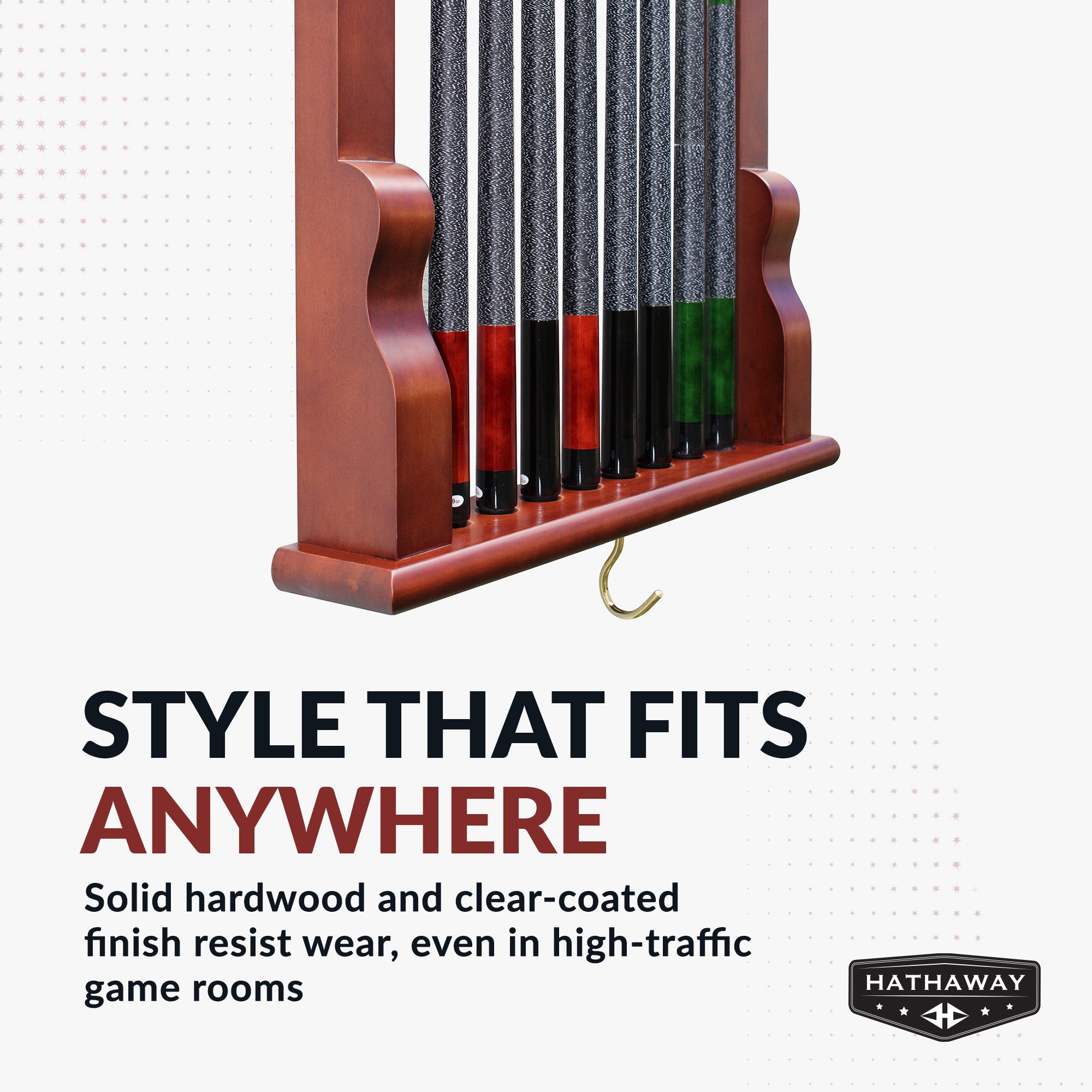 Vintage Wall Billiard Cue Rack - Walnut Finish - image 6