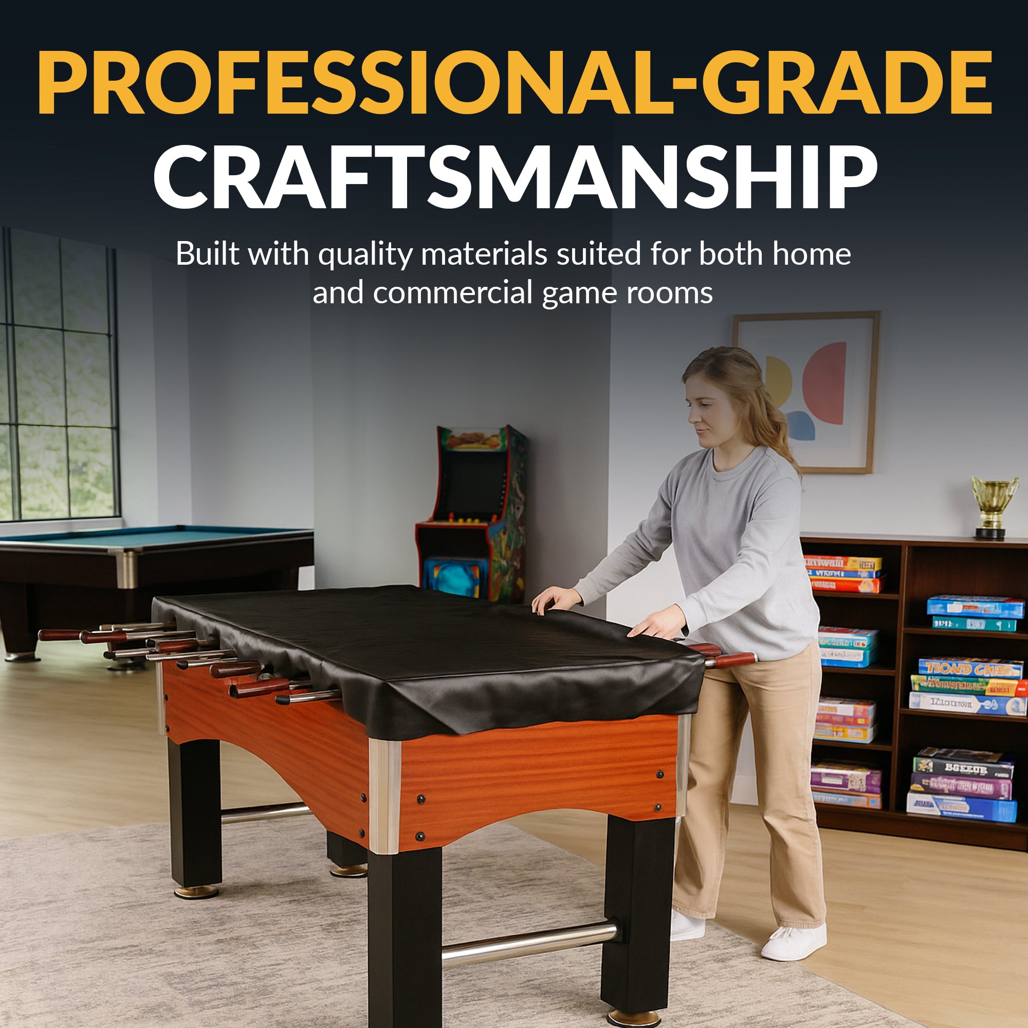 56-in Foosball Table Cover - Fitted - Black - image 8