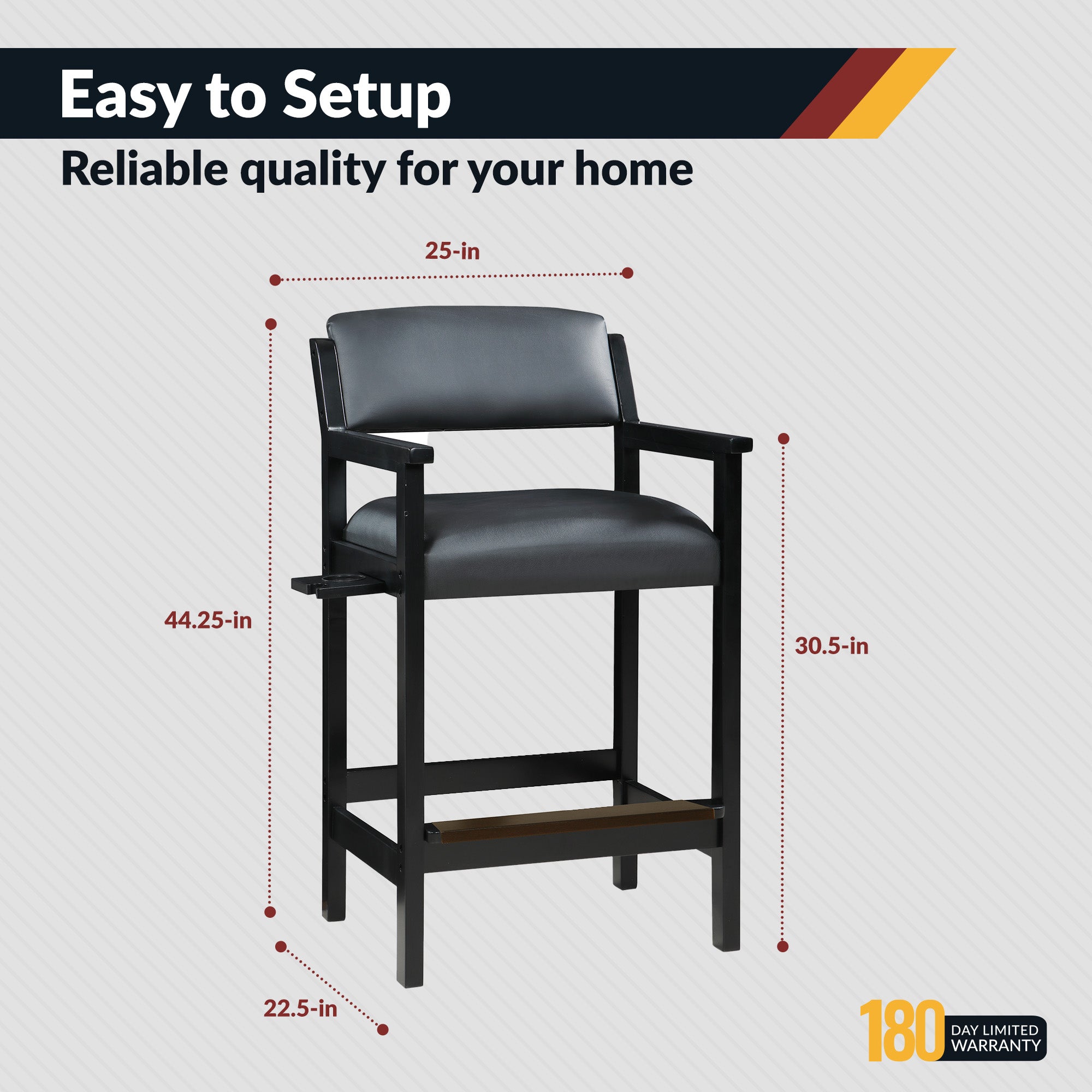 Cambridge 30-in High Top Spectator Chair - Black - image 4