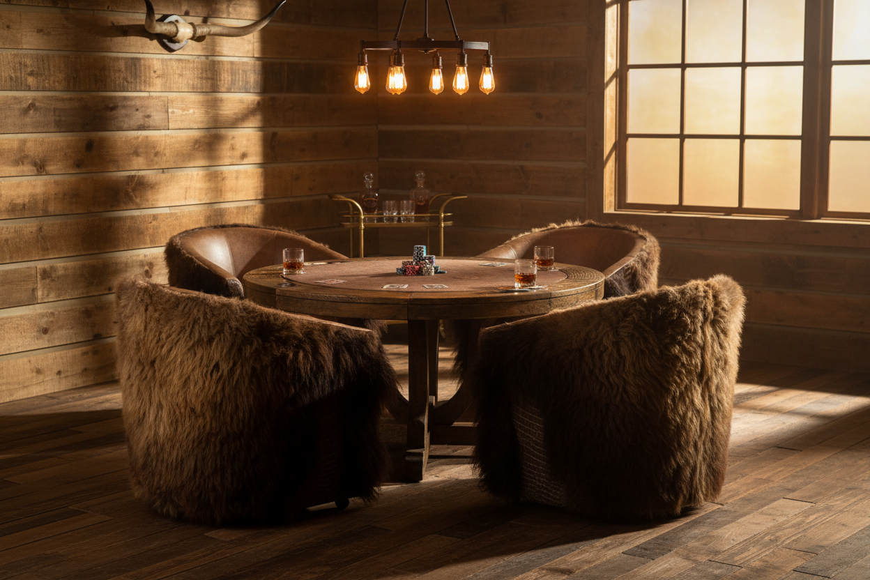 Yellowstone Poker Chair - Fur Back Reference