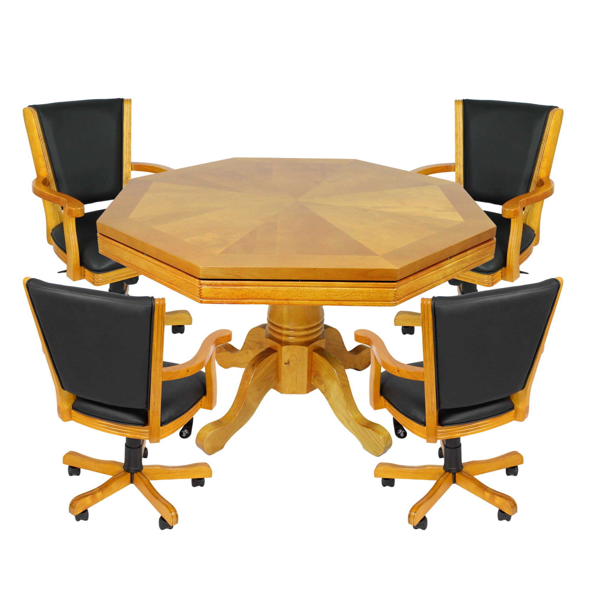 Kingston 48-in Poker Table Combo Set with 4 Arm Chairs - Oak Finish - image 2