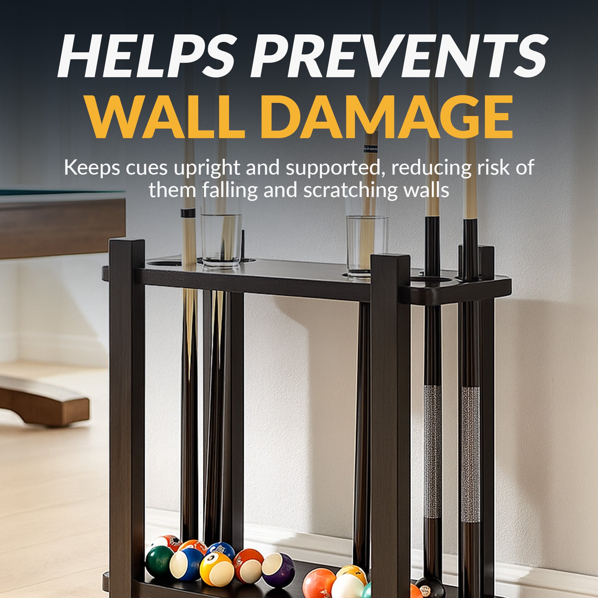 Classic 28-in Floor Billiard Cue Rack - Black Finish - image 7