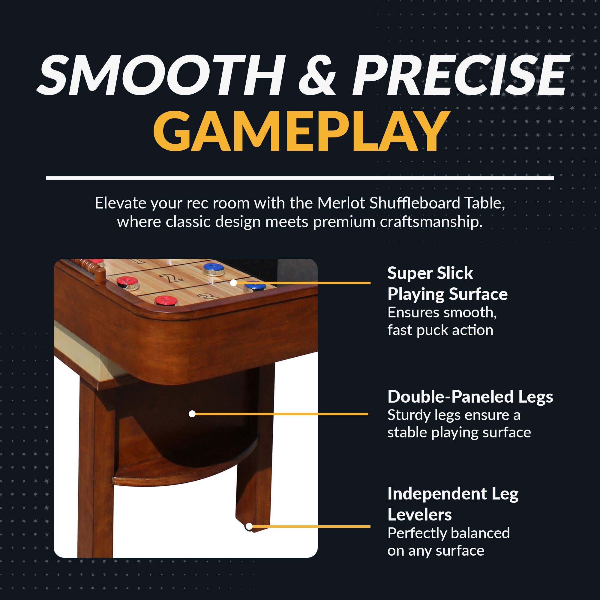 Merlot 12-ft Shuffleboard Table - Walnut Finish - image 3